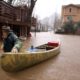 Photo of Jesse Hagan evacuating his apartment complex