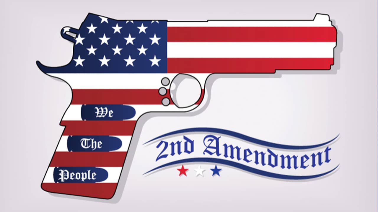 Photo of a gun with the banner "2nd Amendment"