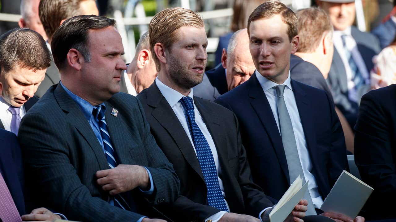 Photo of White House Social Media Director Dan Scavino, Eric Trump, and White House senior advisor Jared Kushner