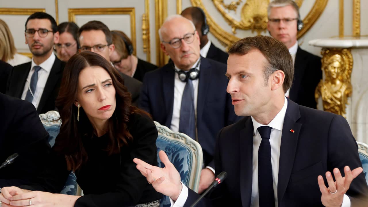 Photo of President Emmanuel Macron and Prime Minister Jacinda Ardern