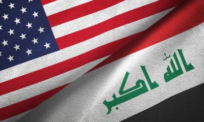 Photo combination of American flag and Iraq flag