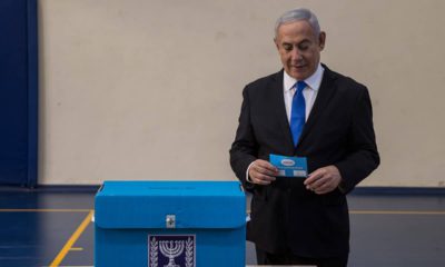 Photo of Benjamin Netanyahu at a voting station in Israel