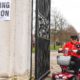 Photo of A Chelsea Pensioner leaving a polling station in London