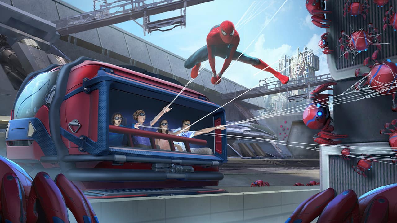 Photo of a concept for the Spider-Man Adventure attraction in Avengers Campus at Disney California Adventure Park in Anaheim