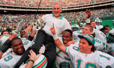 Photo of Don Shula being carried by the team in 1993