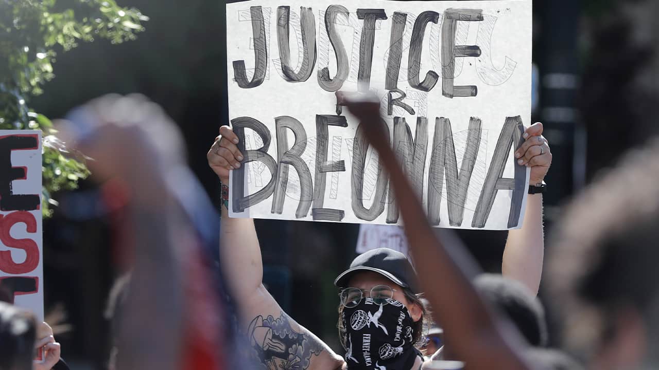 Photo of a protestor in Louisville