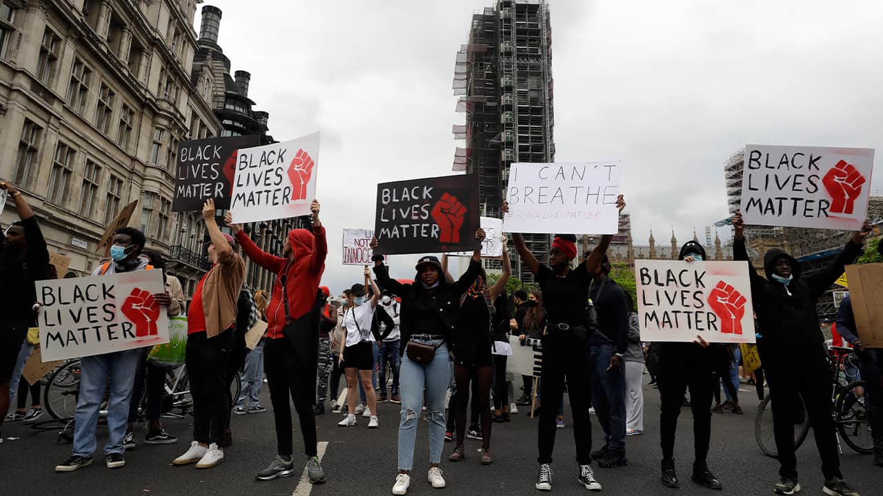 Photo of protesters in London