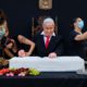 Photo of an installation depicting Prime Minister Benjamin Netanyahu